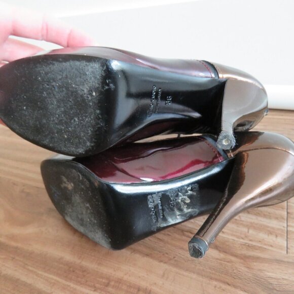 LANVIN River 2009 Collection Mirrored Patent Bronze Heel Platform Lace Up Shoes - Picture 12 of 16